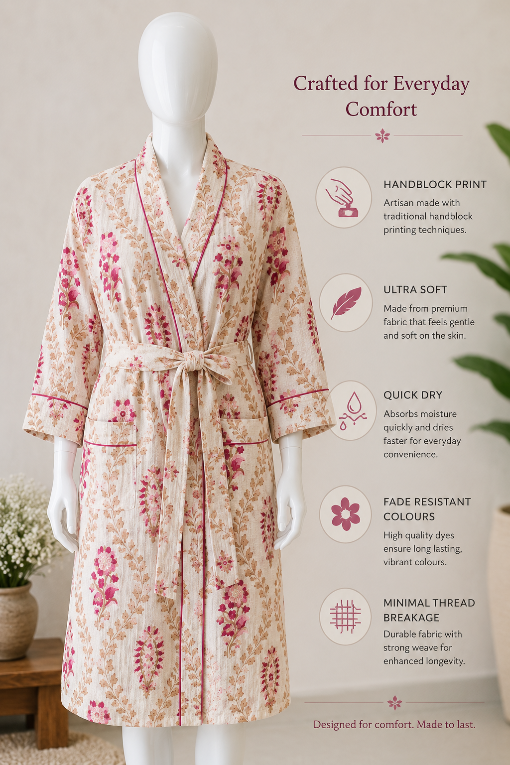 Floral Waffle Bathrobes Collection