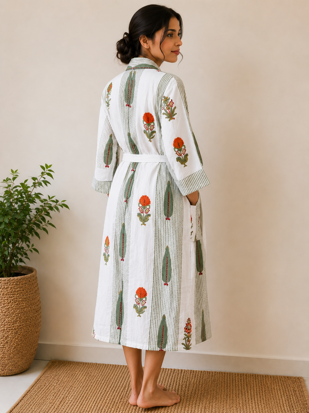 Cotton Waffle Bathrobes for Women | Floral Bath Robes