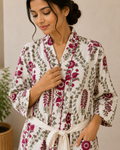 Cotton Waffle Bathrobes for Women | Floral Bath Robes