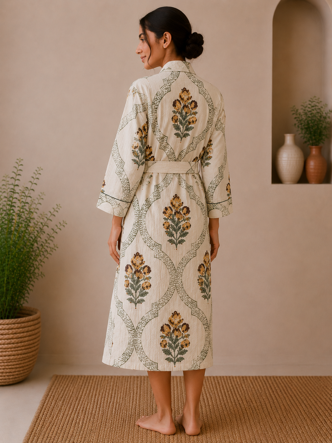 Cotton Waffle Bathrobes for Women | Floral Bath Robes
