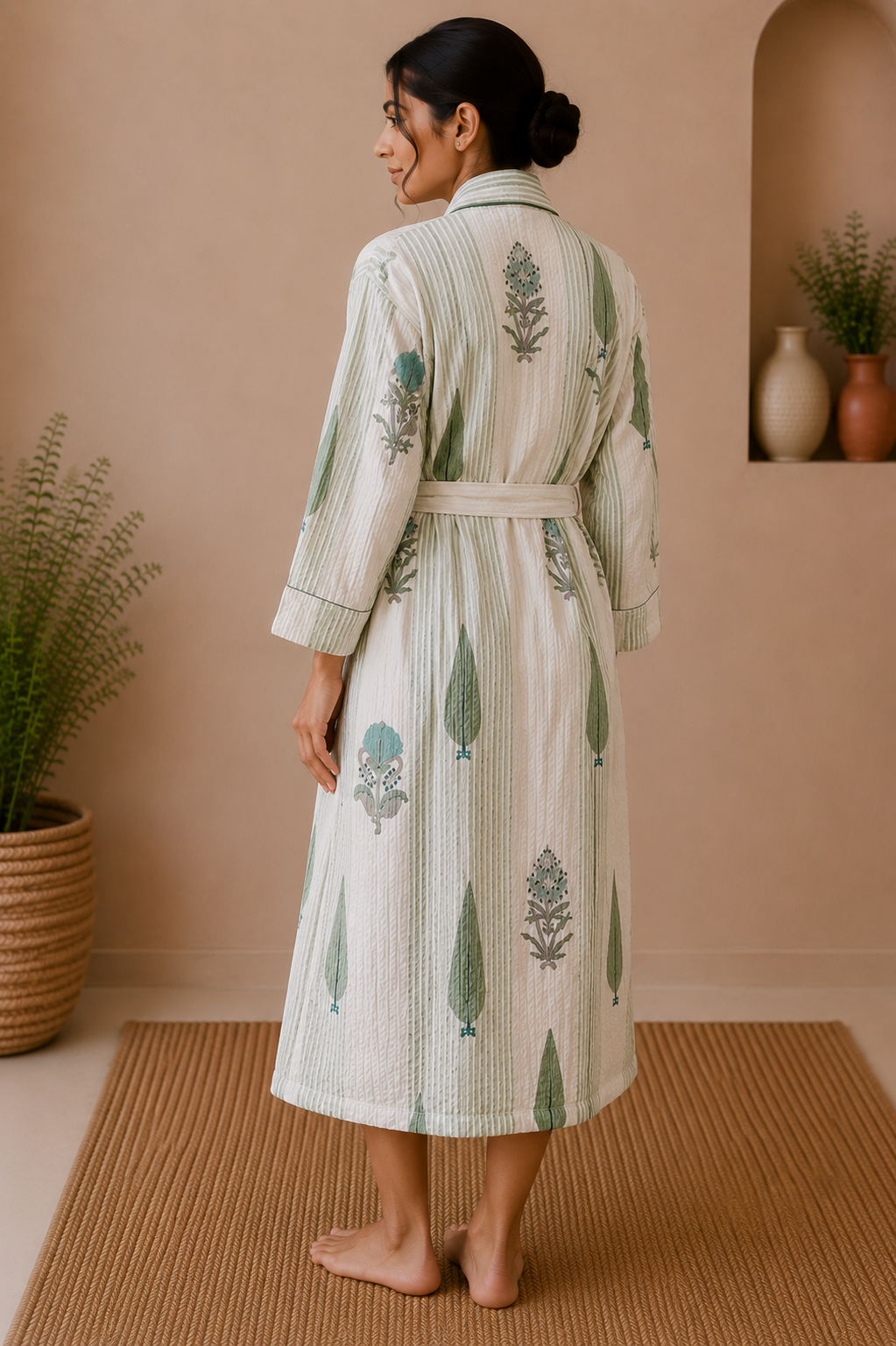 Cotton Waffle Bathrobes for Women | Floral Bath Robes
