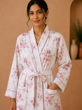 Cotton Waffle Bathrobes for Women | Floral Bath Robes