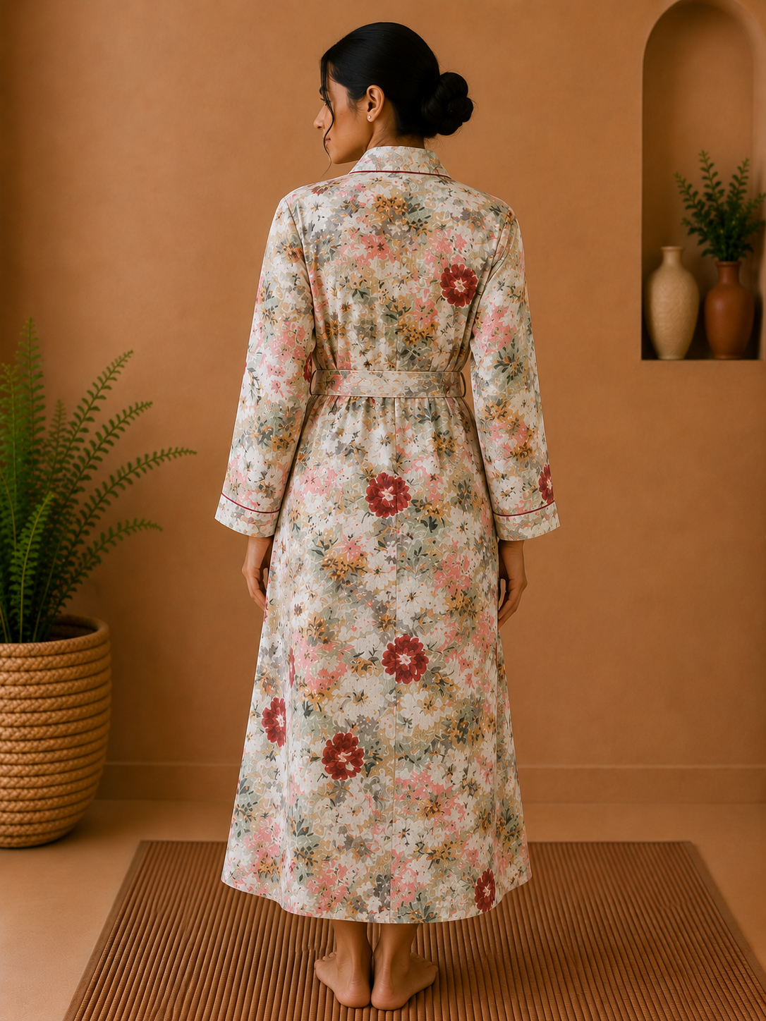 Cotton Waffle Bathrobes for Women | Floral Bath Robes