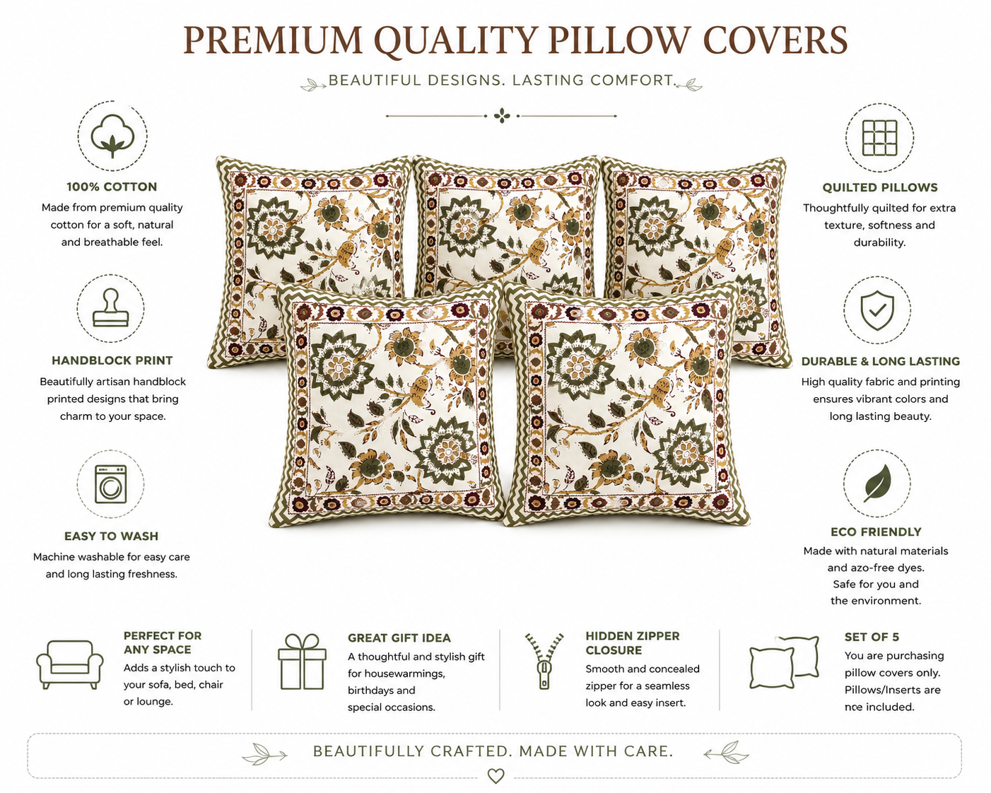 Designer Pillow Covers Collection Brown