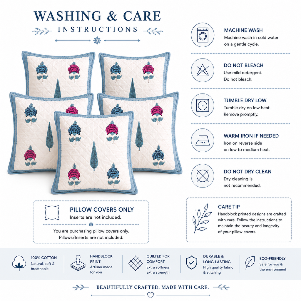 Designer Pillow Covers Collection White Blue