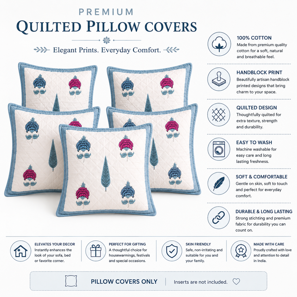 Designer Pillow Covers Collection White Blue