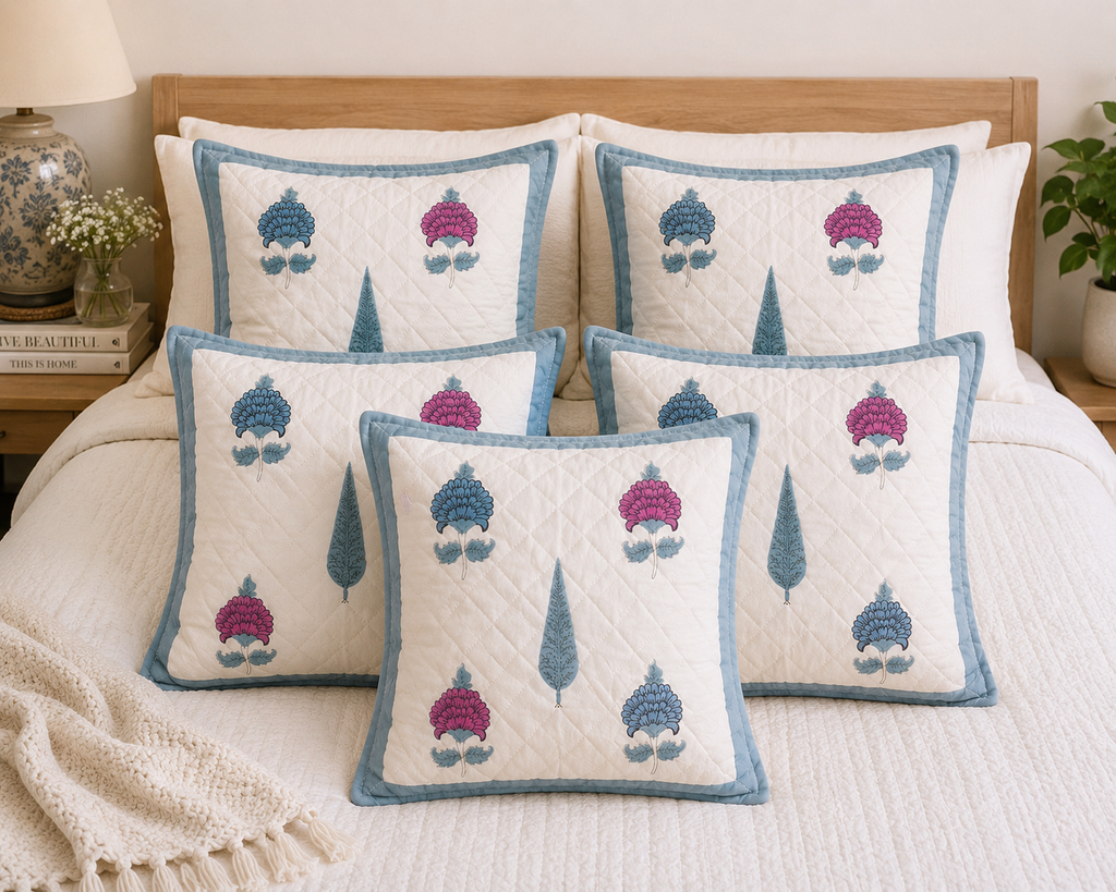 Designer Pillow Covers Collection White Blue