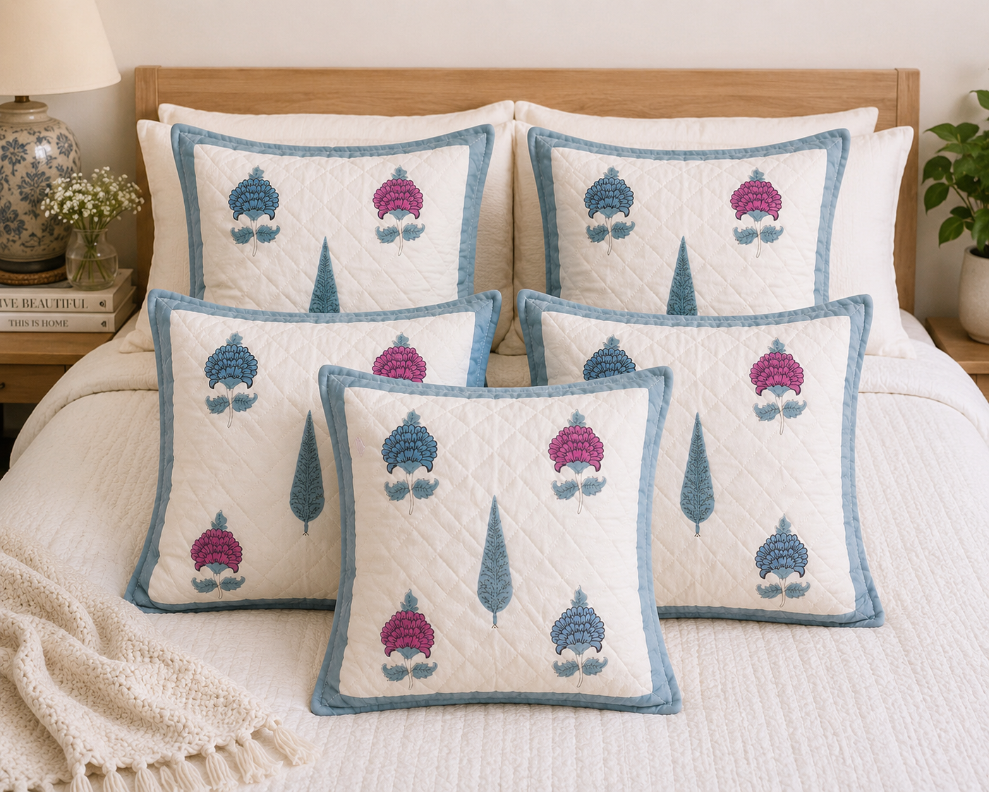 Designer Pillow Covers Collection White Blue
