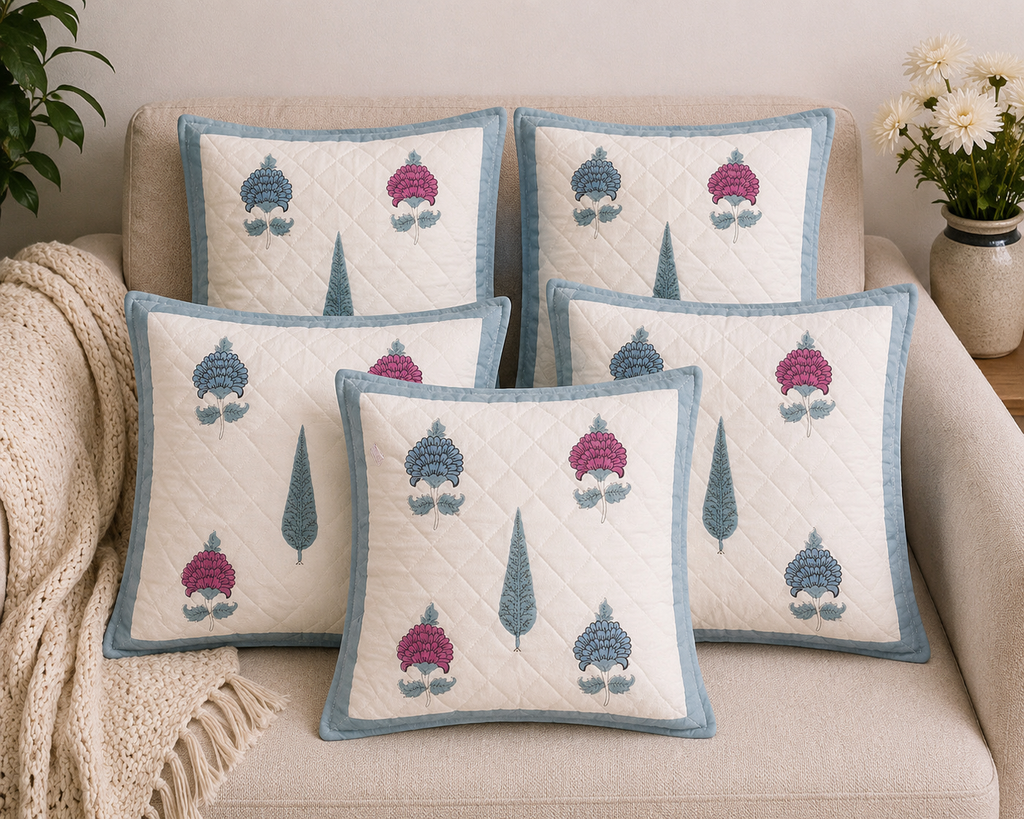 Designer Pillow Covers Collection White Blue