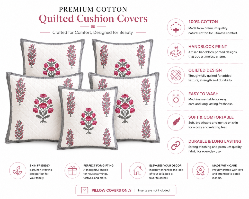 Designer Pillow Covers Collection Grey Pink
