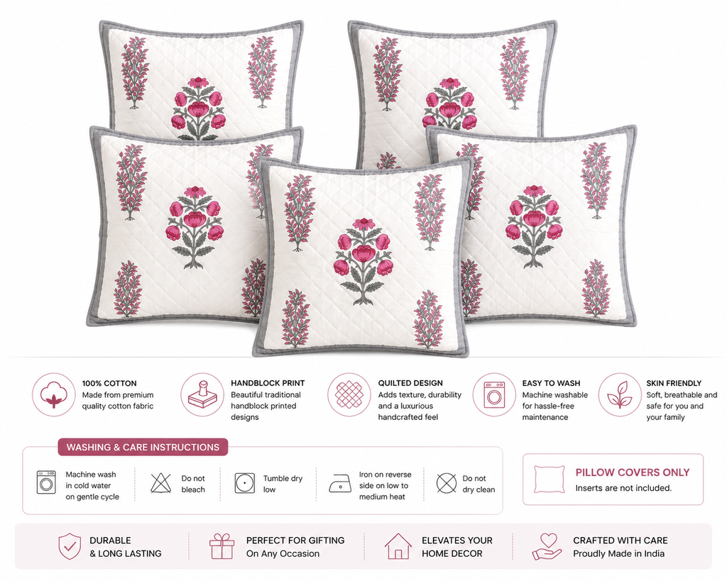 Designer Pillow Covers Collection Grey Pink