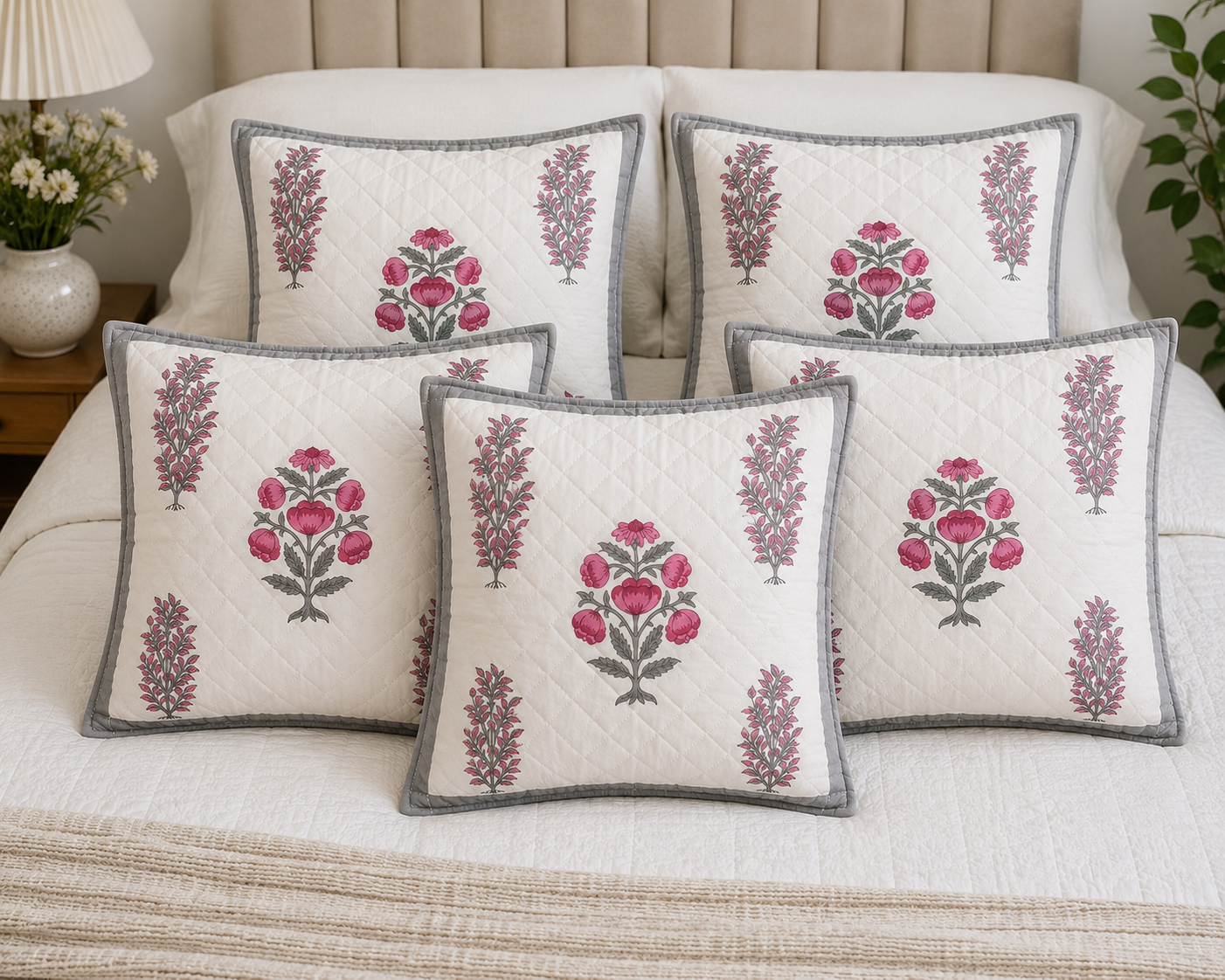 Designer Pillow Covers Collection Grey Pink