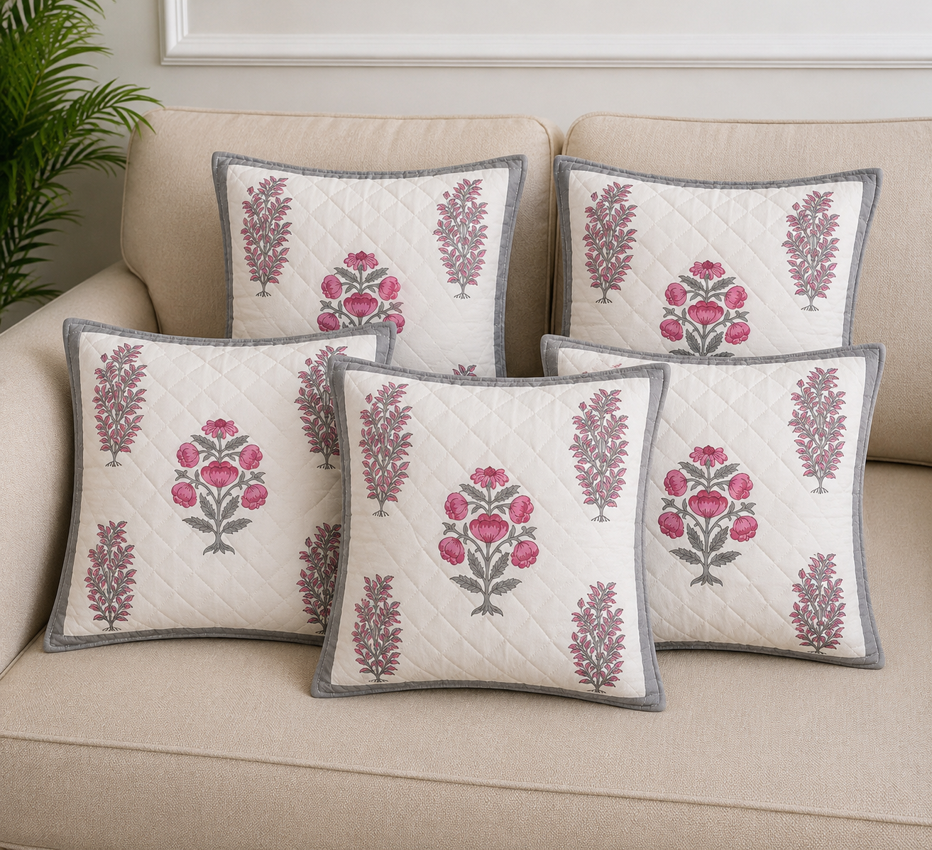 Designer Pillow Covers Collection Grey Pink