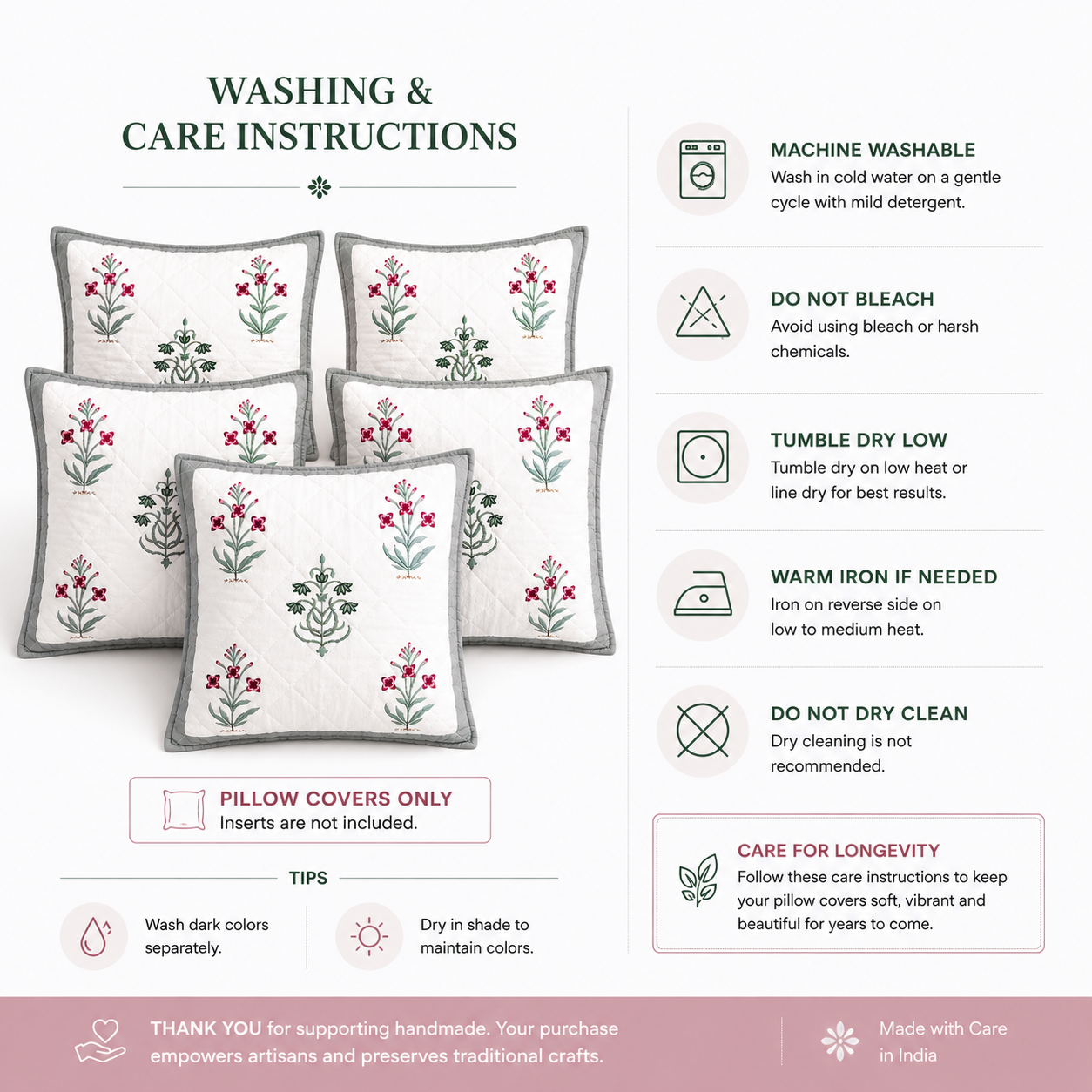 Designer Pillow Covers Collection White Pink