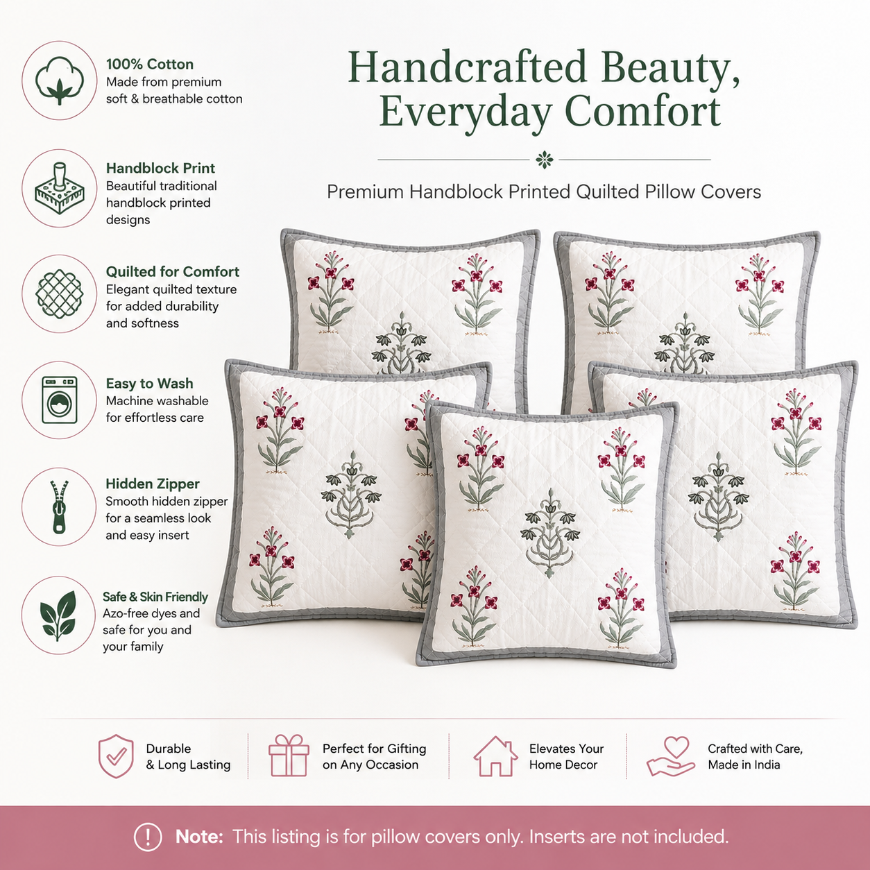Designer Pillow Covers Collection White Pink