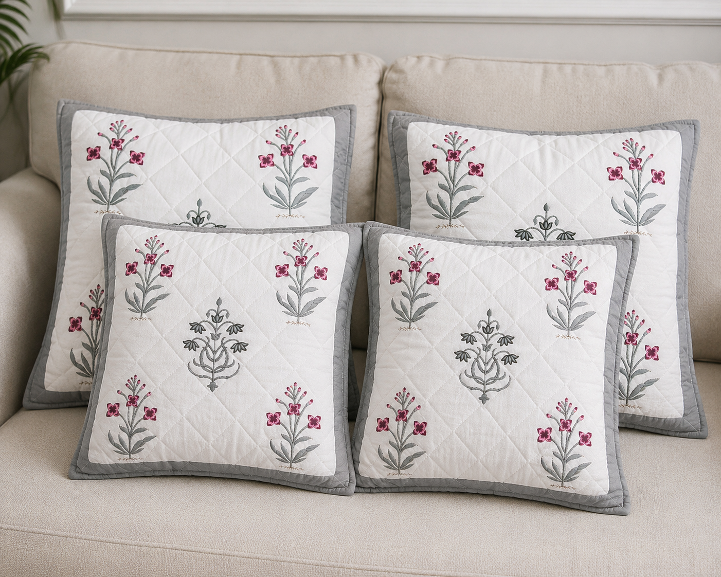 Designer Pillow Covers Collection White Pink