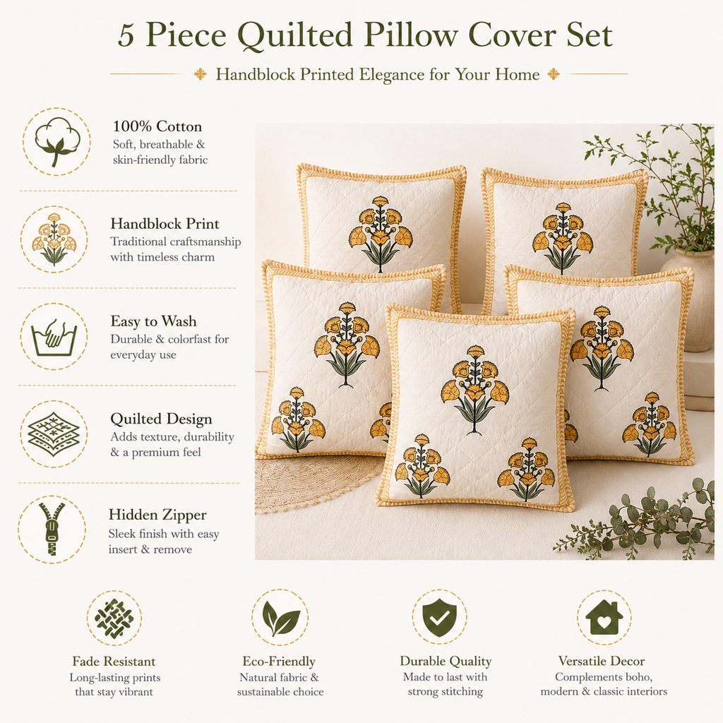 Designer Pillow Covers Collection White Yellow