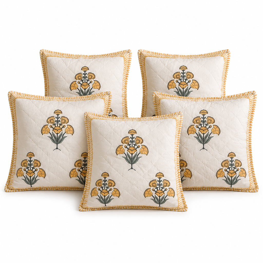 Designer Pillow Covers Collection White Yellow
