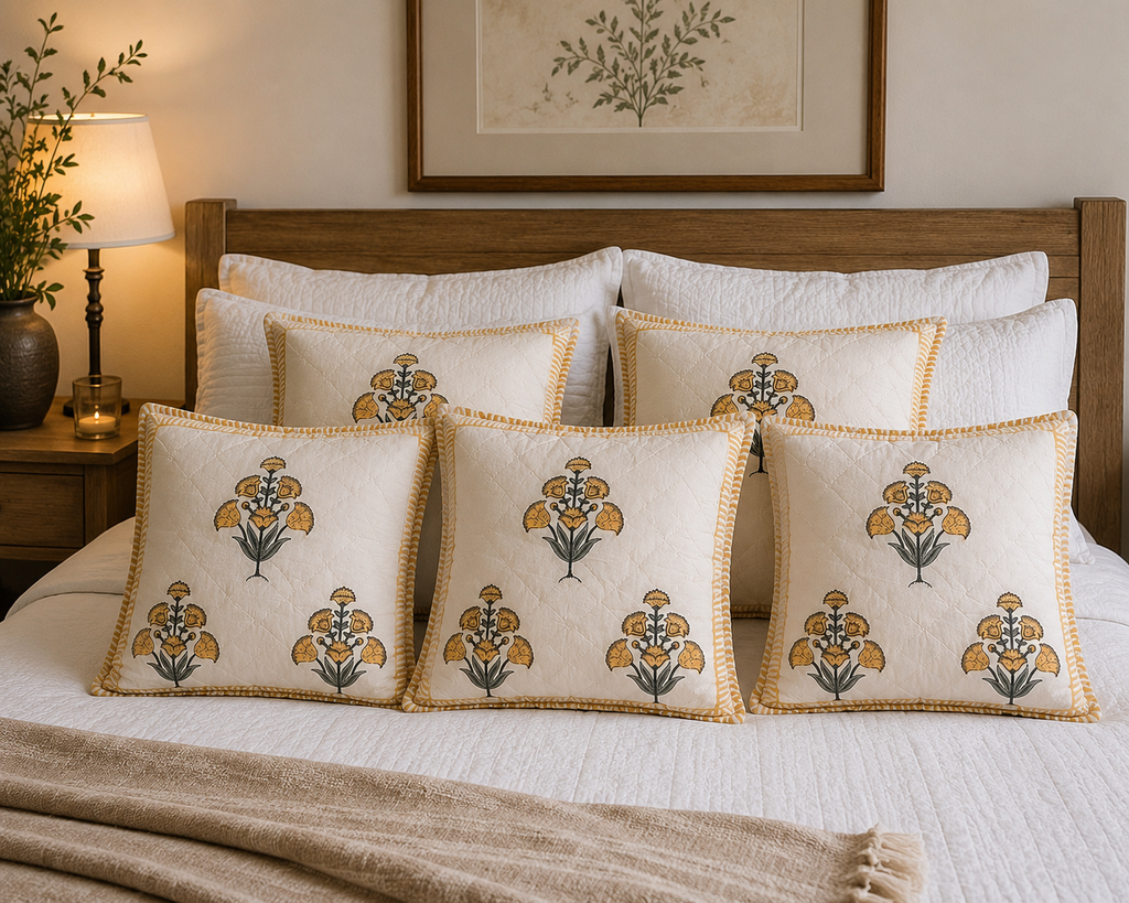 Designer Pillow Covers Collection White Yellow