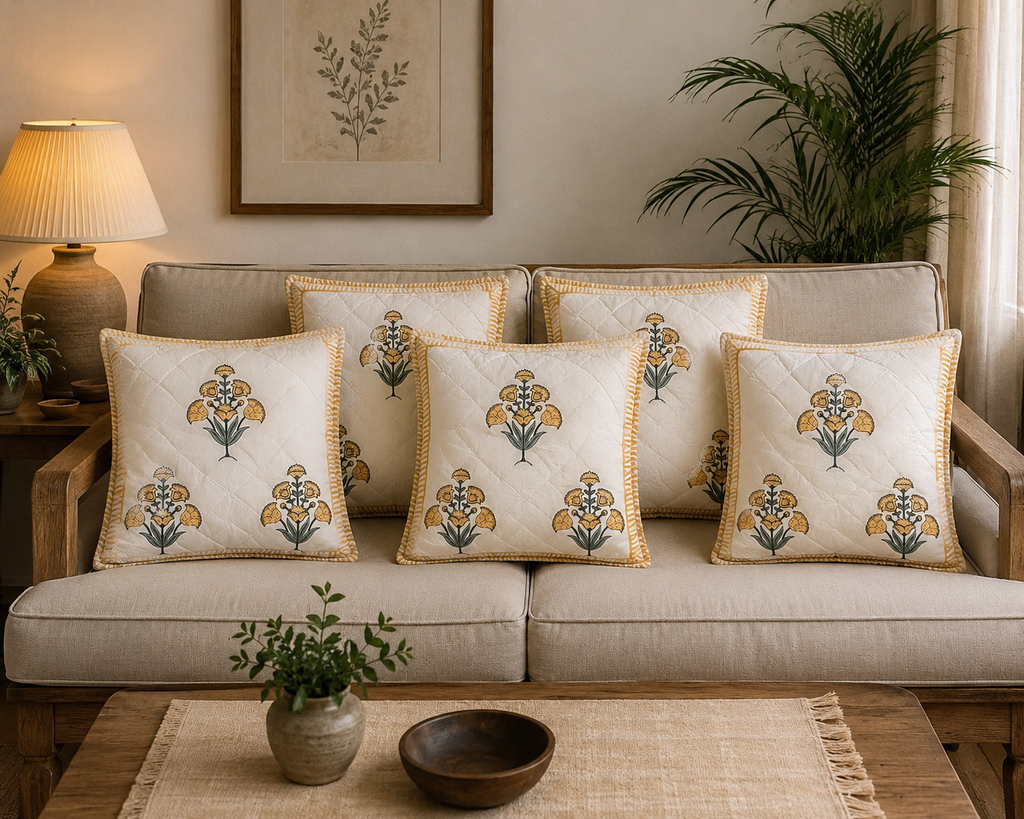 Designer Pillow Covers Collection White Yellow