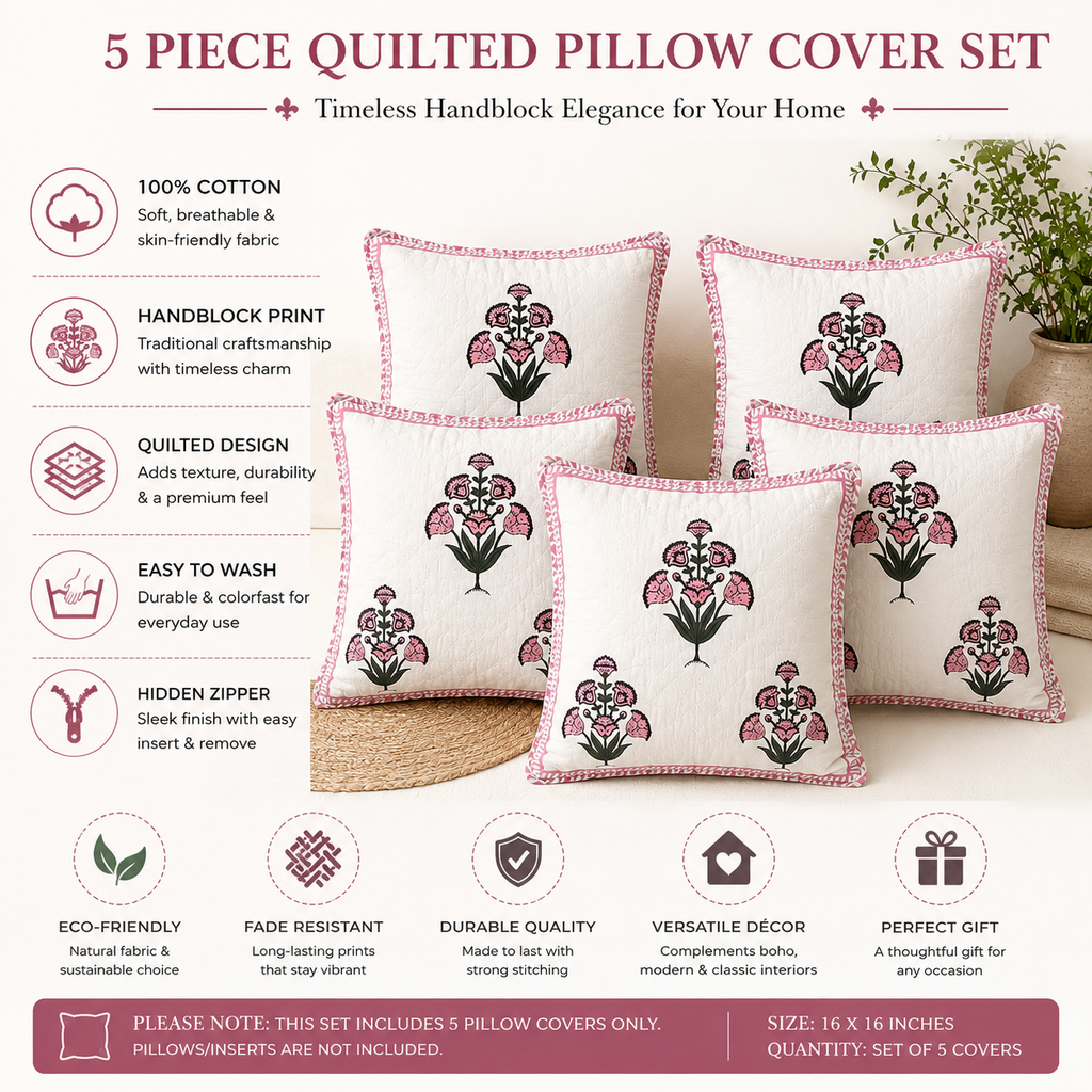 Designer Pillow Covers Collection Green Pink