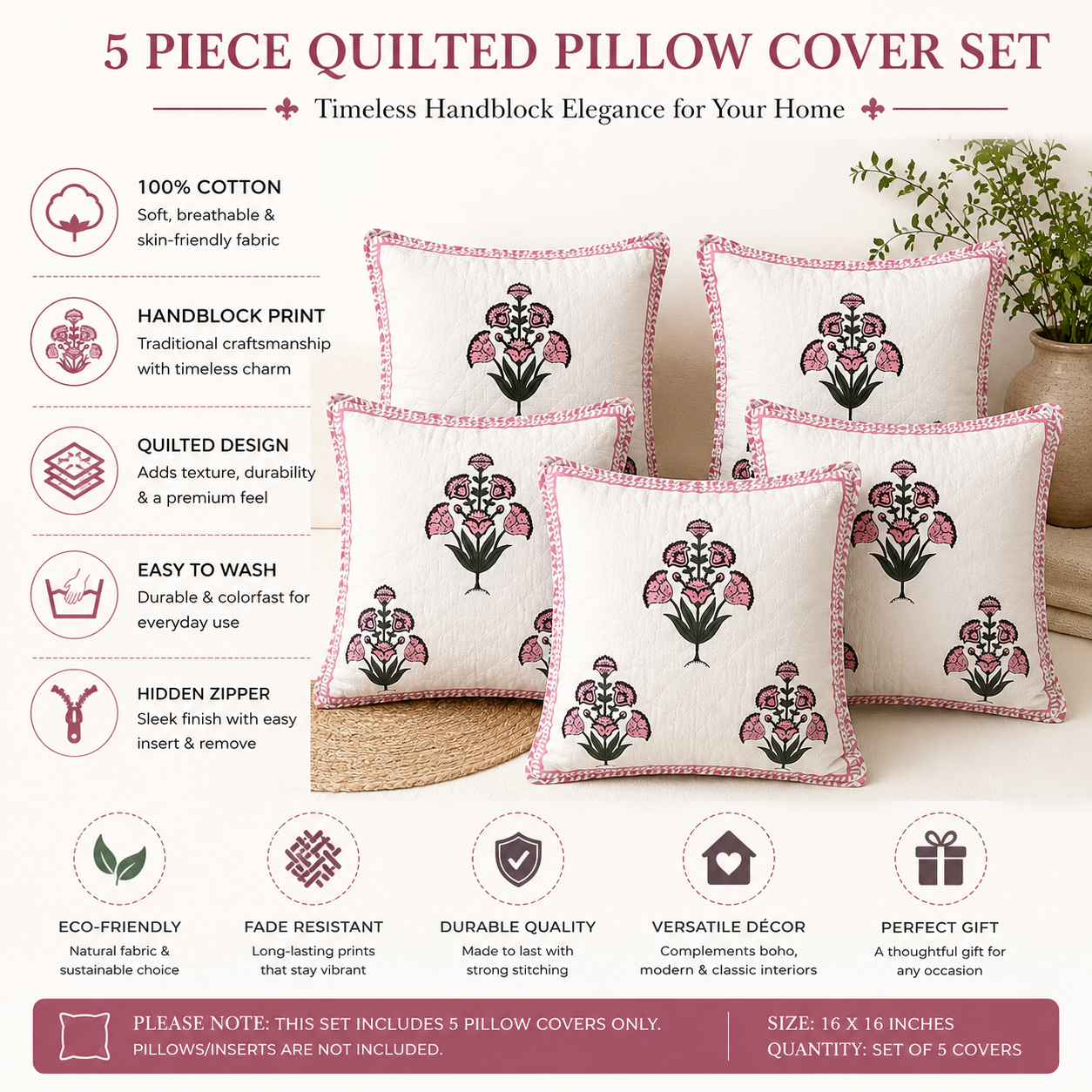 Designer Pillow Covers Collection Green Pink