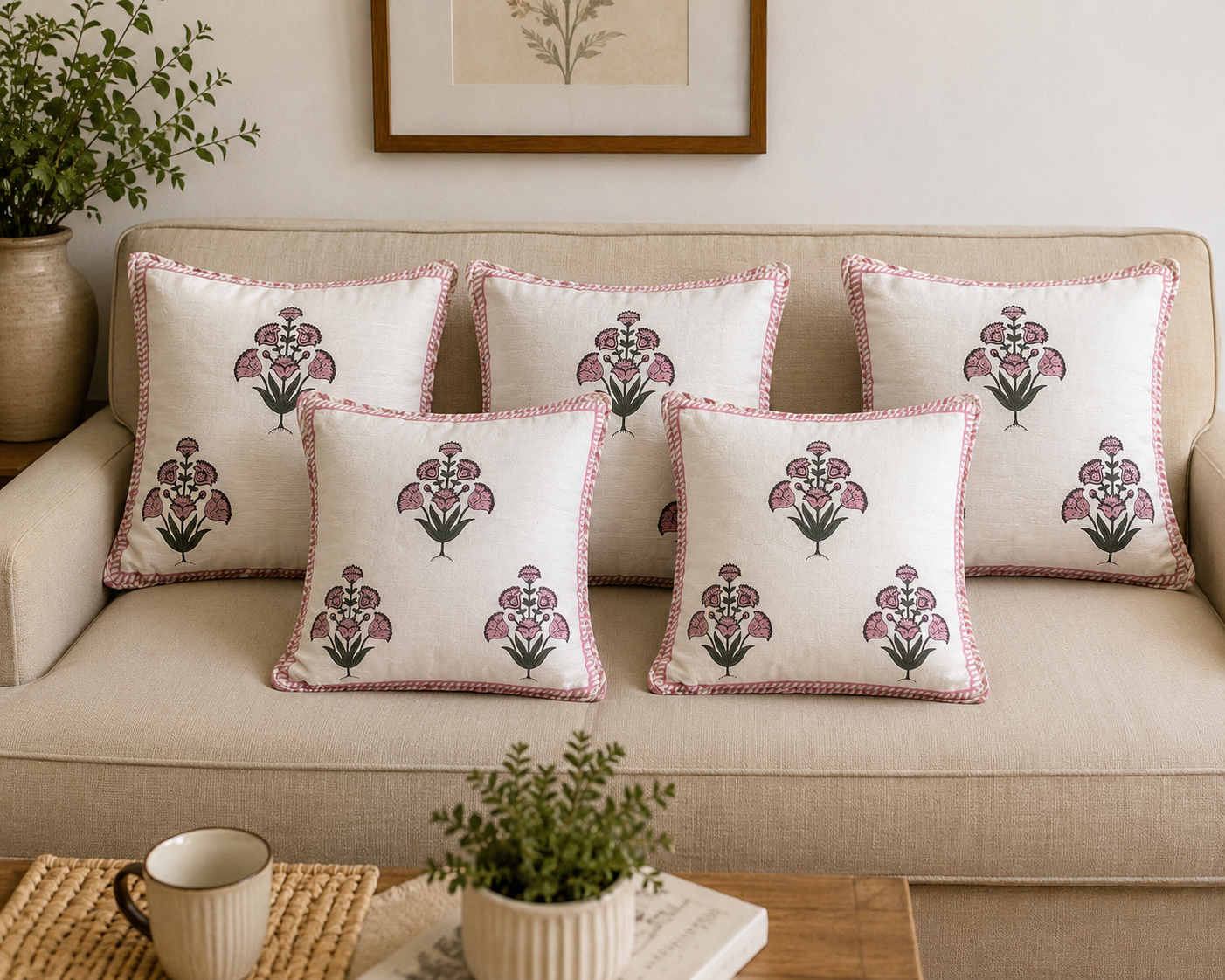 Designer Pillow Covers Collection Green Pink